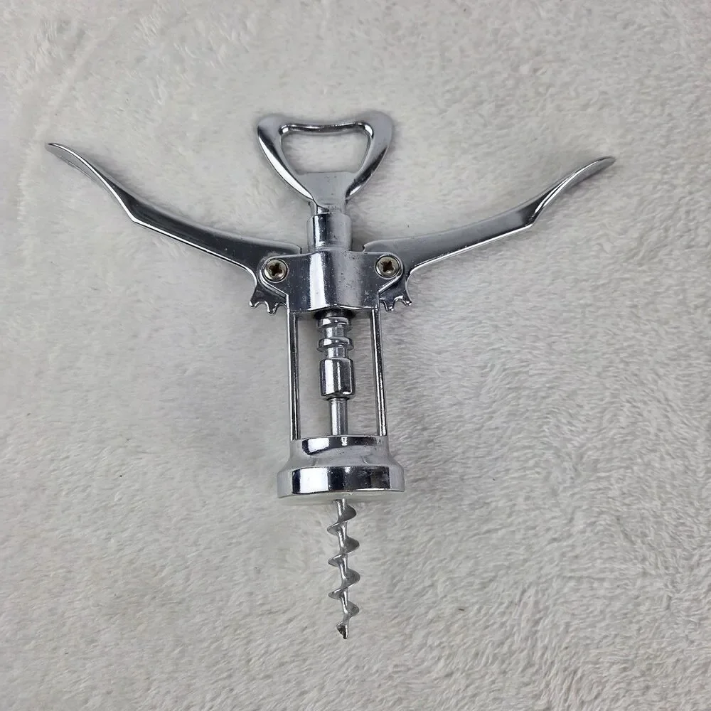 Vintage‎ Italian Wing Corkscrew Bottle Opener Chrome Italy Bar Tool